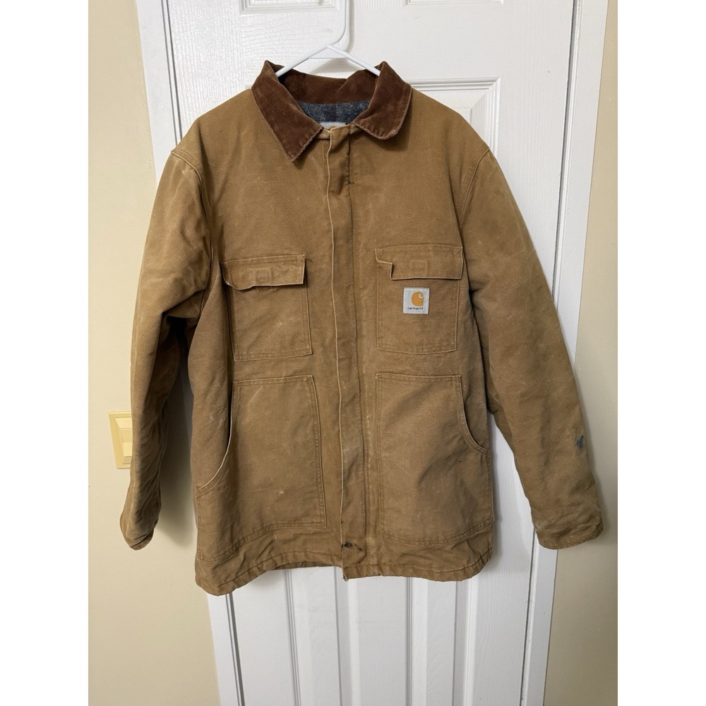 Carhartt Men's Michigan Flannel Lined Duck Chore Corduroy Collar Jacket 44R USA